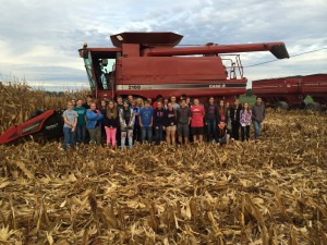 FFA 9 and FFA 12 students had the opportunity to see how corn is harvested and also had the opportunity to ride in the combine.  