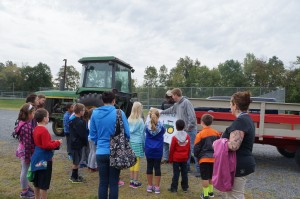 Aaron Weber teaching the third graders about tractor safety. 