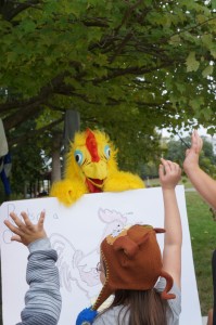 Learning about parts of the chicken is more fun with a chicken suit! 