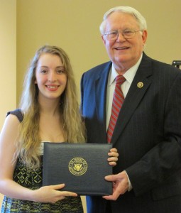 Julia Irvin presented with Overall Winner Award by Congressman Joe Pitts