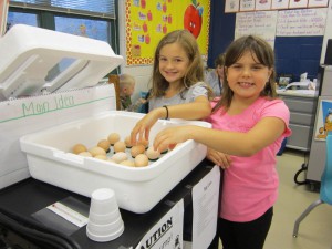 Kyra and Sophia were the Egg Helpers.