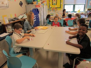 Mrs. Miller and Mrs. Haller played place value bingo with students.